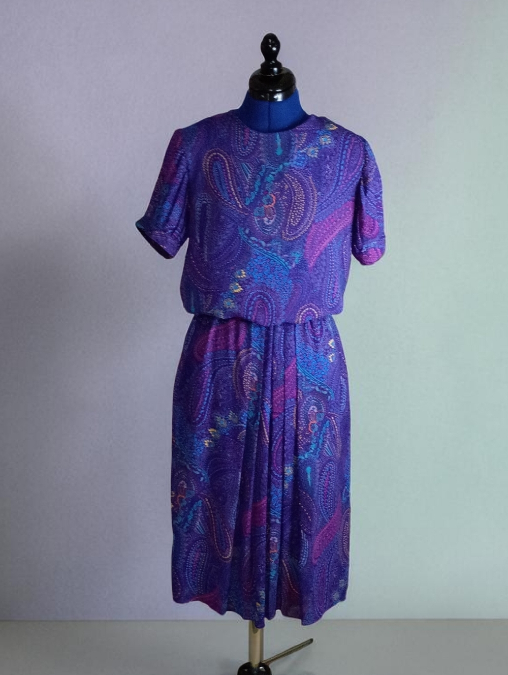 Vintage K.C. Kelly Paisley Print Dress